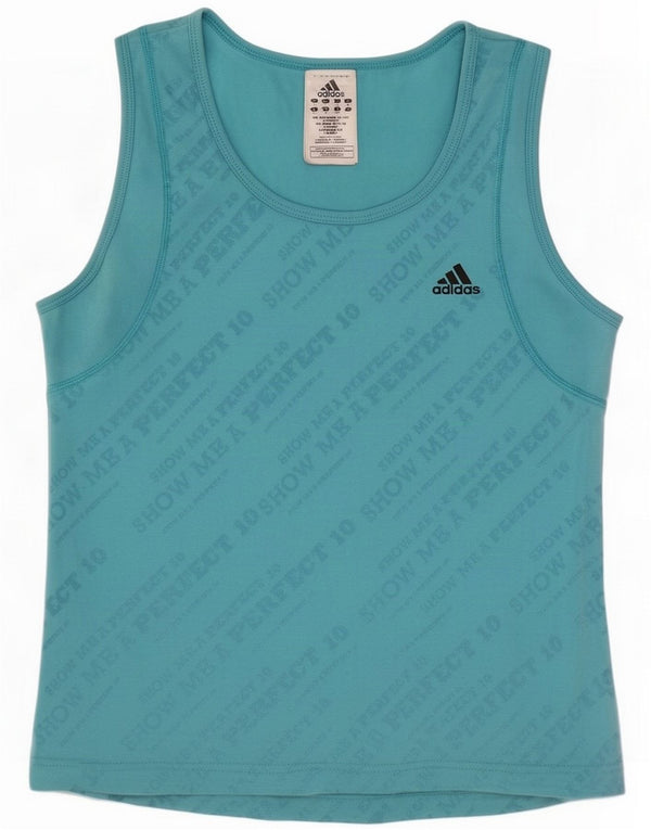 Damska kamizelka Adidas Crop Graphic Top UK 16, duża niebieska bawełna