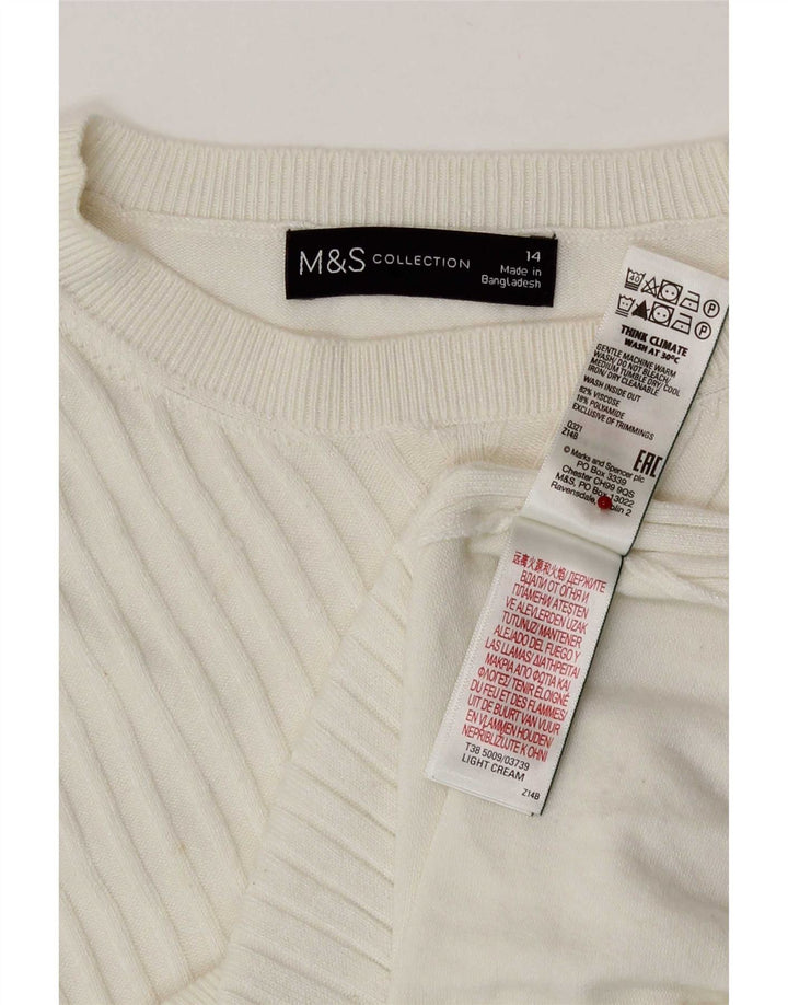 Marks & Spencer Damski sweter z dekoltem w łódkę, UK 14, średni biały