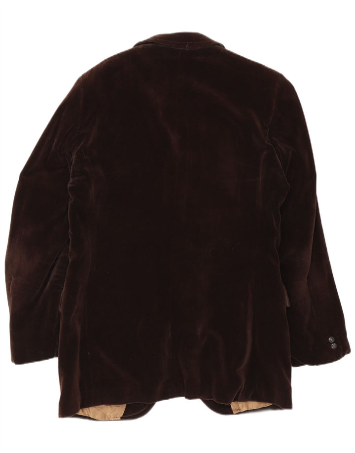 Vintage męska marynarka zapinana na 2 guziki, aksamitna marynarka IT 50, duża brązowa