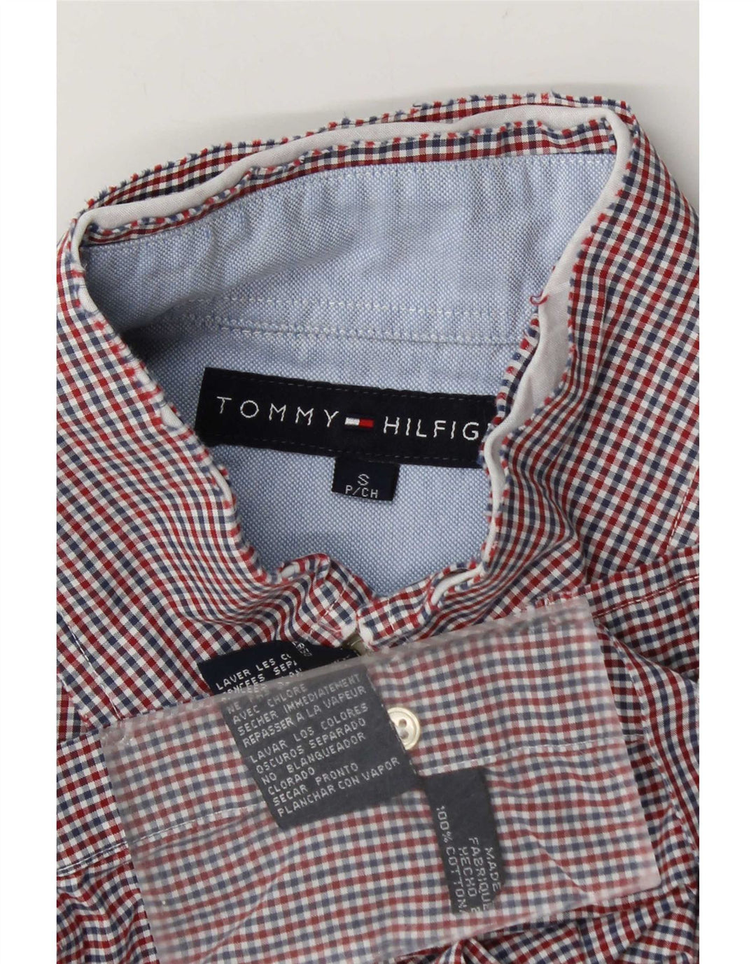 Koszula męska Tommy Hilfiger, mała, czerwona, bawełniana w kratkę