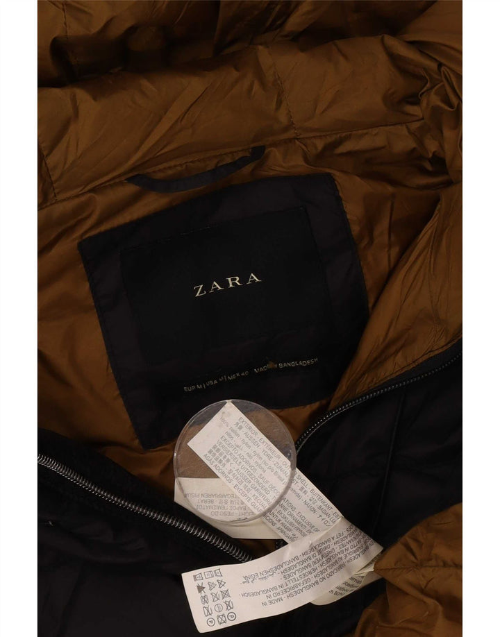 Męska ocieplana kurtka z kapturem Zara UK 38 Średni czarny nylon