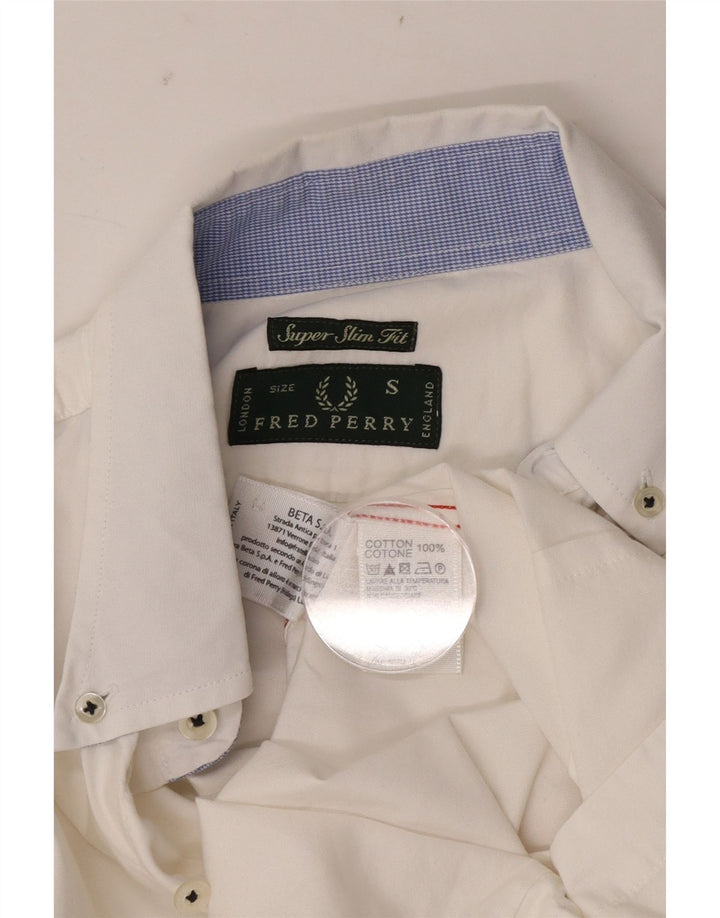 Koszula męska Super Slim Fit Fred Perry, mała, biała, bawełniana
