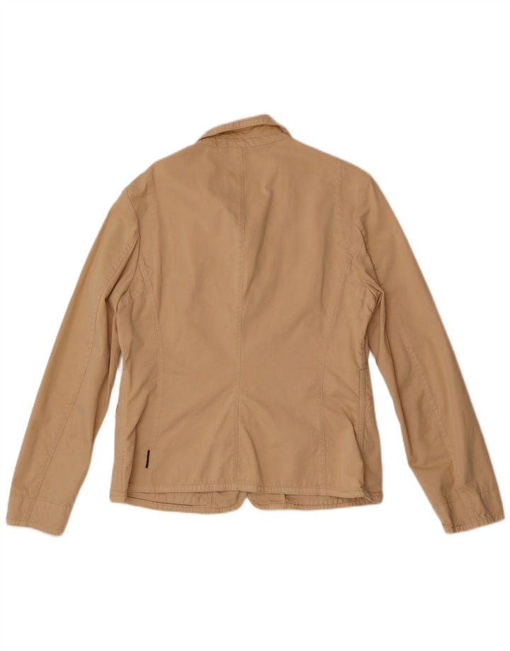 Moncler Damska marynarka oversize zapinana na 3 guziki, US 4, mała, beżowa, bawełniana