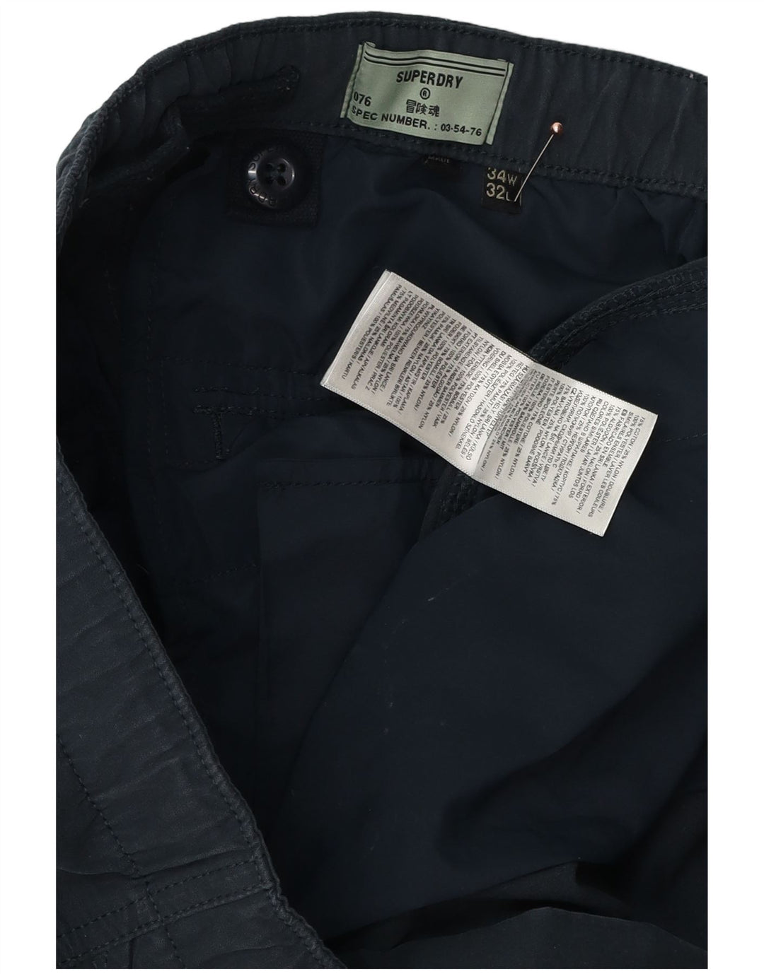 Męskie zwężane spodnie cargo SUPERDRY W34 L32 Granatowa bawełna