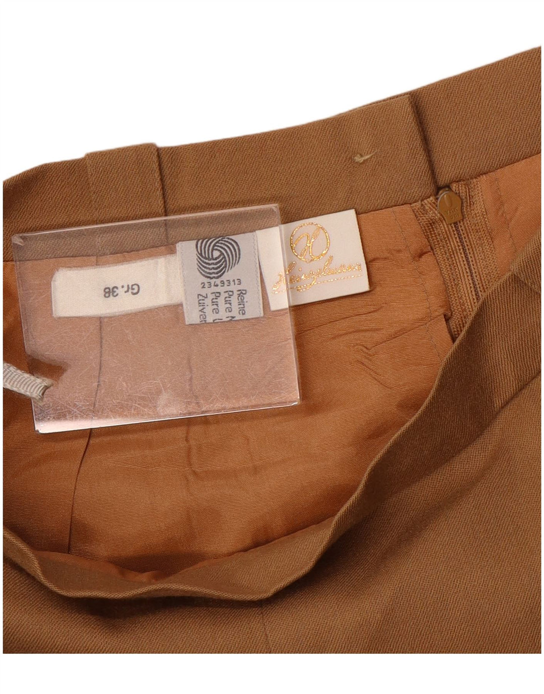 Vintage damska spódnica w kształcie litery A z wysokim stanem EU 38 Medium W26 Brązowa dziewicza wełna