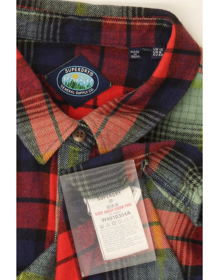 Damska koszula flanelowa Superdry UK 12, średnia wielobarwna bawełniana krata