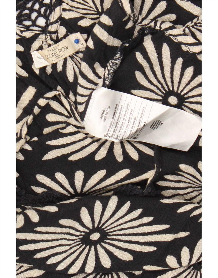 Damski top na ramiączkach Volcom UK 14, duży, czarny, w kwiaty, wiskoza