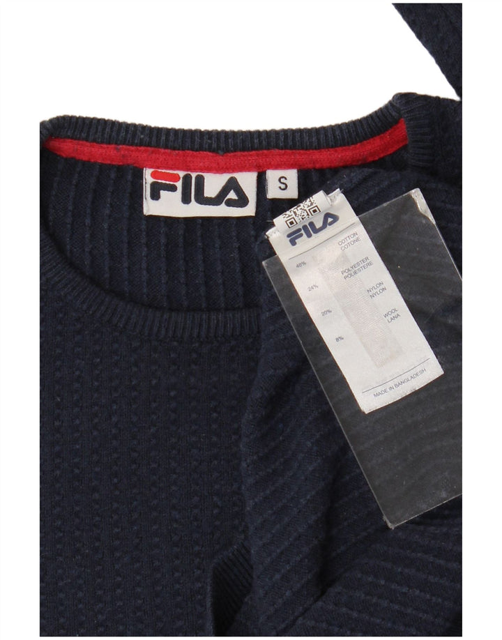 Męski sweter Fila z okrągłym dekoltem, mały, granatowy, bawełniany