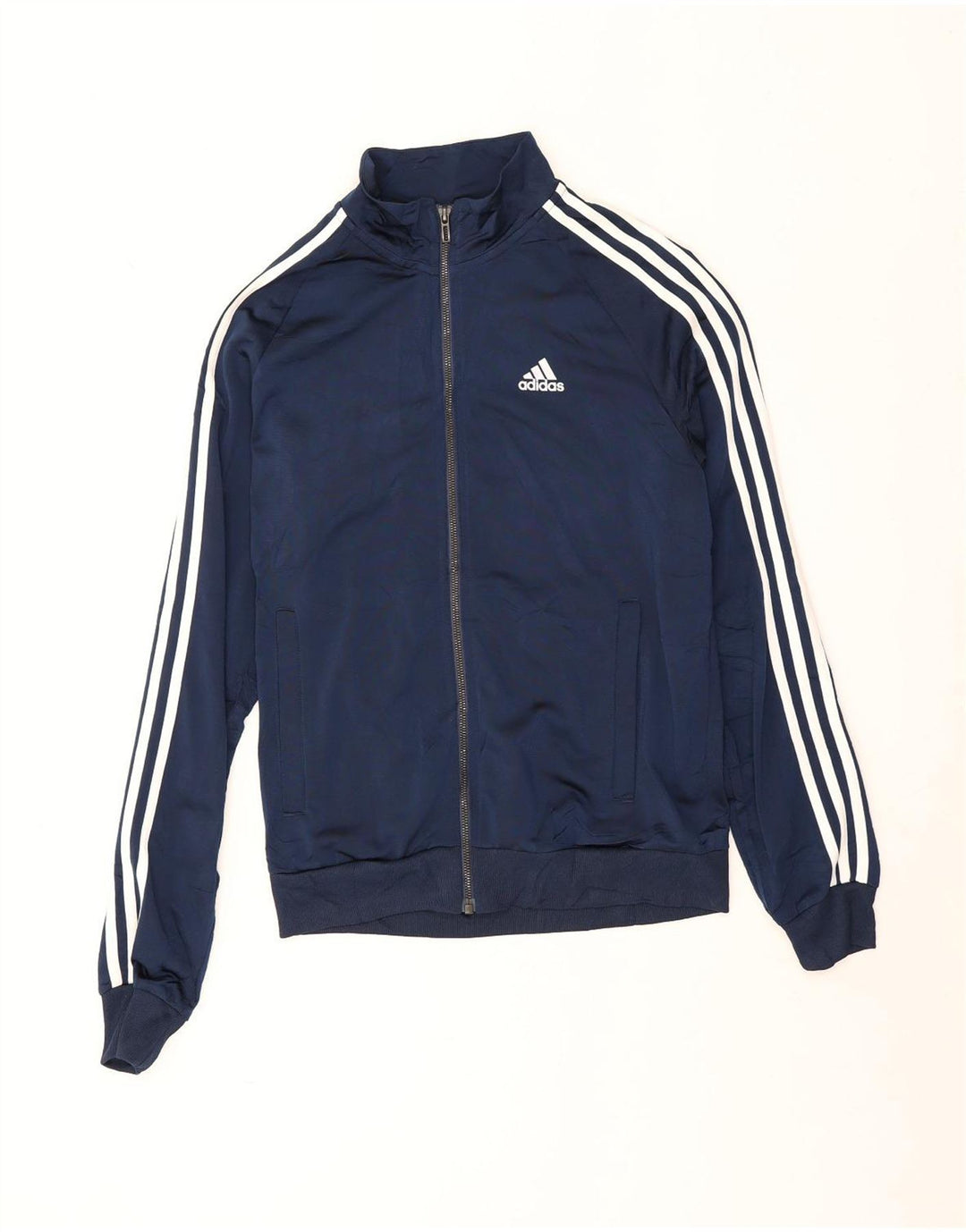 Adidas Męska bluza dresowa, mała, granatowa, z blokami kolorów, poliestrowa