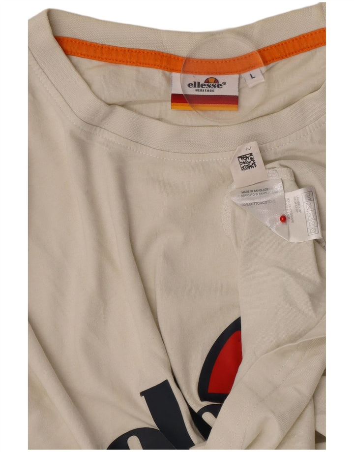 Męski T-shirt Ellesse Heritage z grafiką, duży, biały, bawełniany