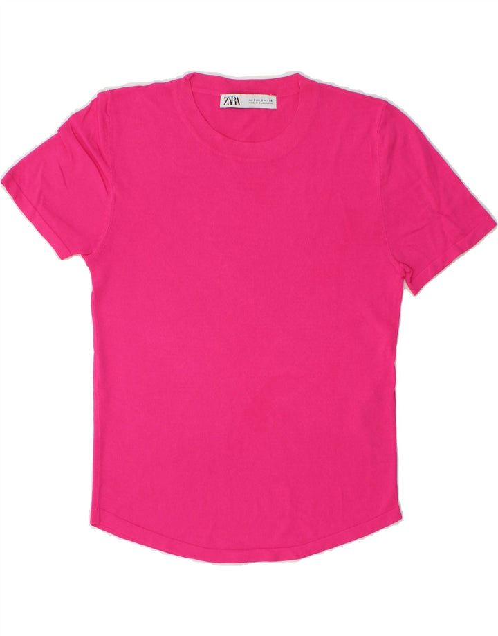 ZARA Womens T-Shirt Top UK 8 Small Pink Viscose Vintage Zara and Second-Hand Zara from Messina Hembry 