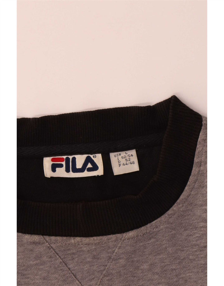 Męski graficzny top Fila z długim rękawem, duży, szary