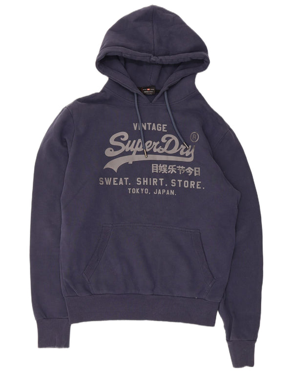Superdry Mens Graphic Hoodie Jumper Large Navy Blue Cotton