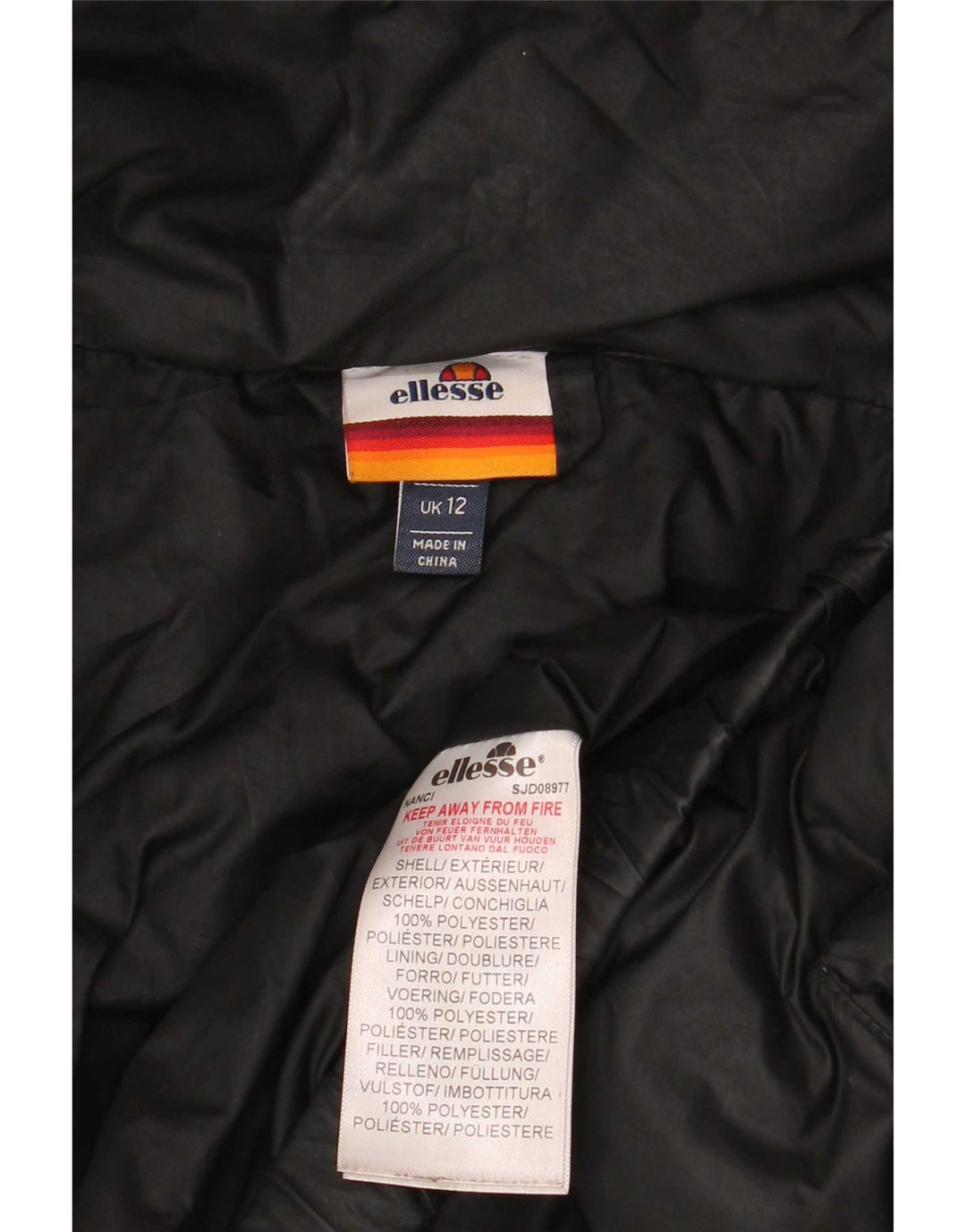 Damska kurtka z kapturem, oversize, wyściełana Ellesse UK 12, średni czarny poliester