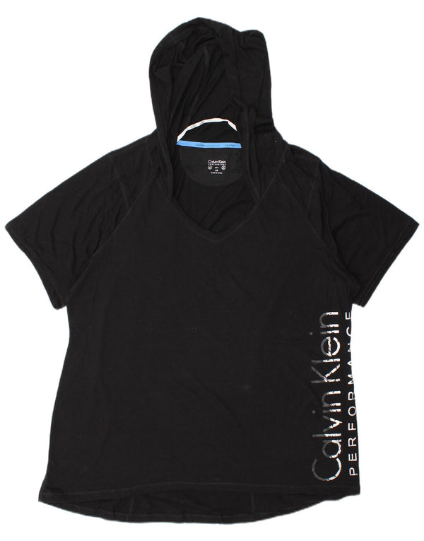 Damska koszulka oversize Calvin Klein z grafiką Top UK 20 2XL Czarna bawełna