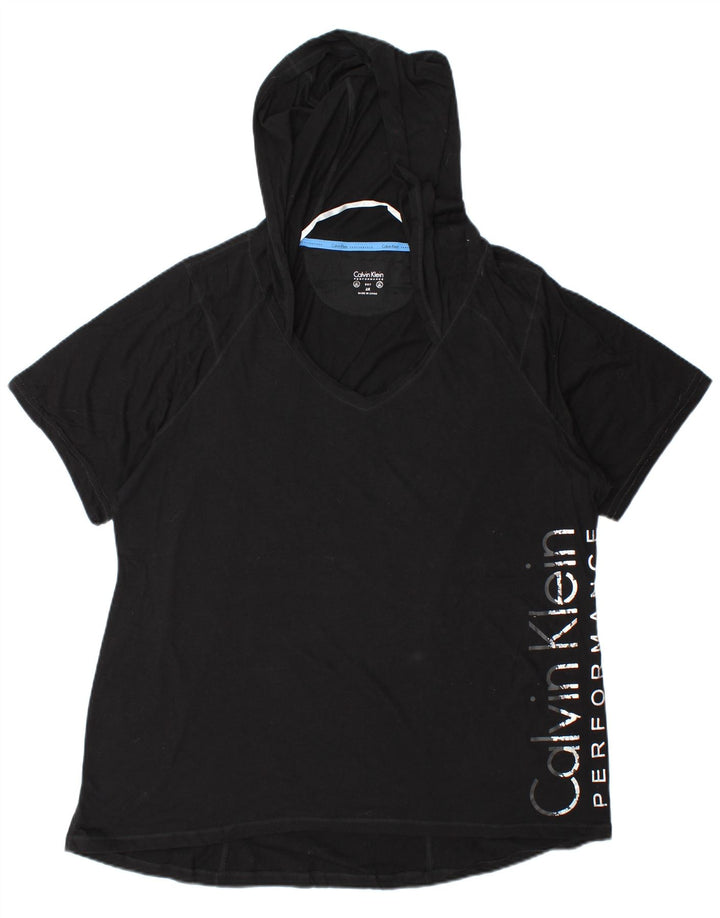 Damska koszulka oversize Calvin Klein z grafiką Top UK 20 2XL Czarna bawełna