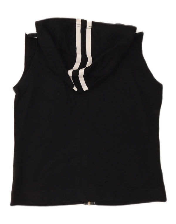 CARRERA Womens Sleeveless Zip Hoodie Sweater UK 12 Medium Black Cotton
