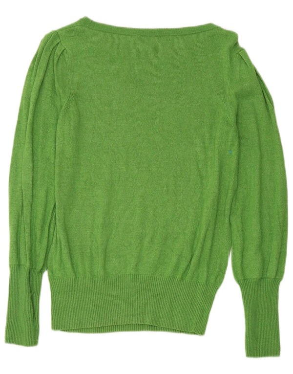 Marks & Spencer Damski sweter z dekoltem w łódkę, UK 12, średni zielony wiskoza