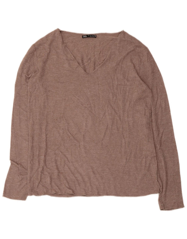 Bluzka damska Zara Top UK 14 Large Brown Wiskoza