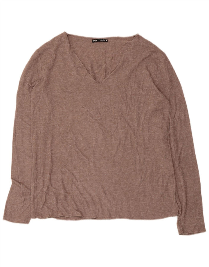 Bluzka damska Zara Top UK 14 Large Brown Wiskoza