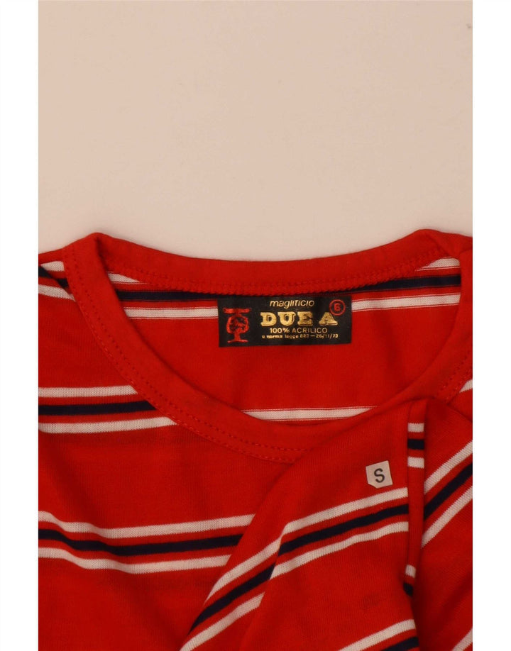 T-shirt męski w stylu vintage, mały, akrylowy w czerwone paski