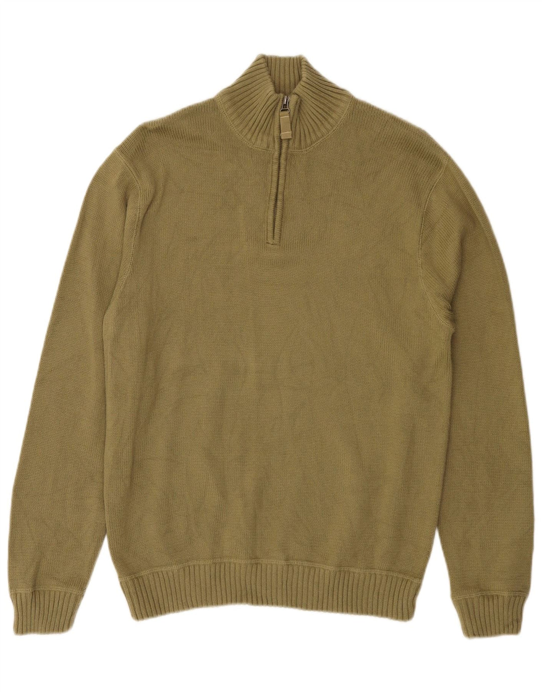 EDDIE BAUER Męski sweter zapinany na zamek, mały, bawełniany khaki