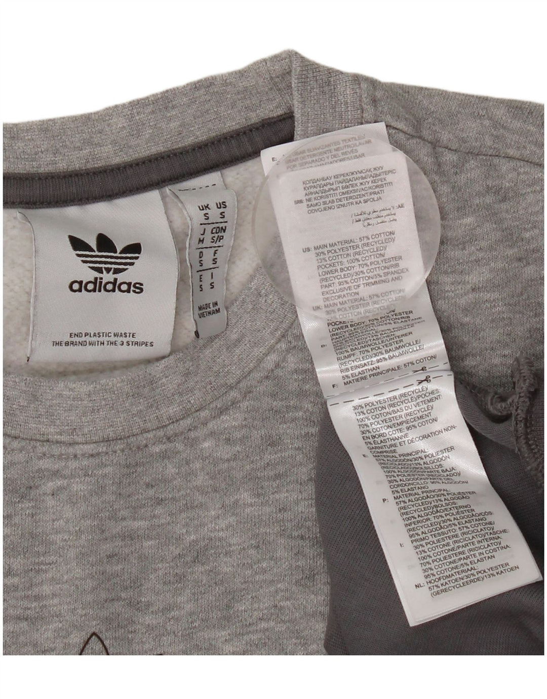Męska bluza ADIDAS, mała, szara, z blokami kolorów, bawełniana