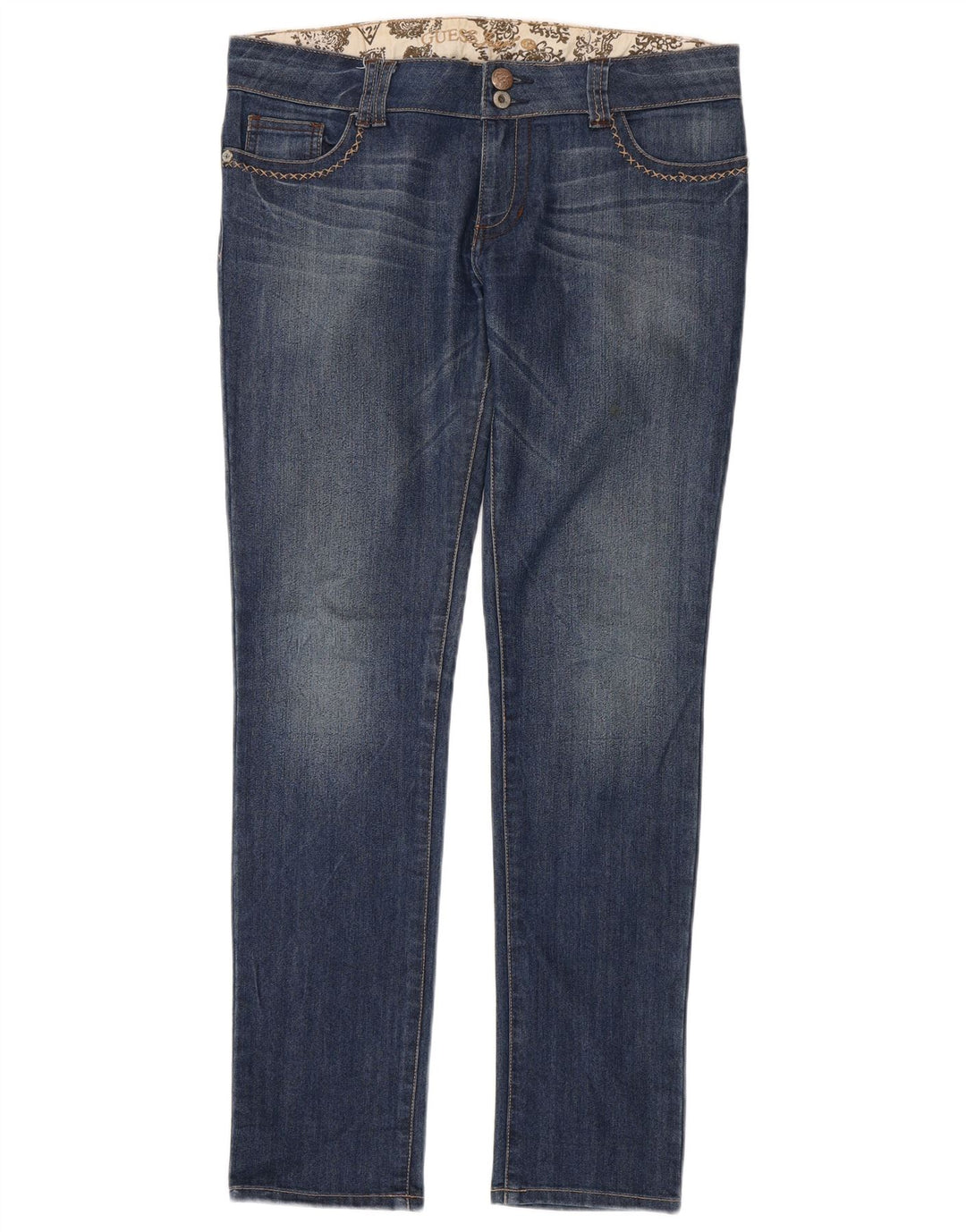 Guess Jeansy Damskie Slim W31 L33 Niebieskie Bawełniane
