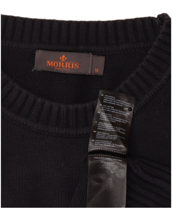 Męski sweter z okrągłym dekoltem Morris, średni granatowy, bawełniany