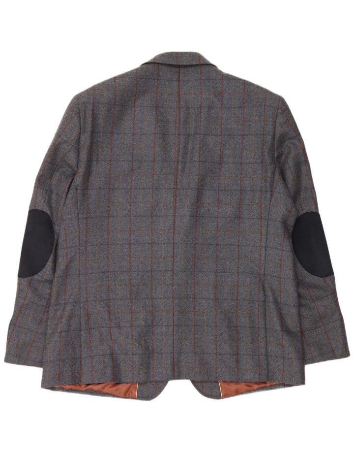 Męska marynarka zapinana na 2 guziki Woolrich UK 48 4XL Szara wełniana kratka