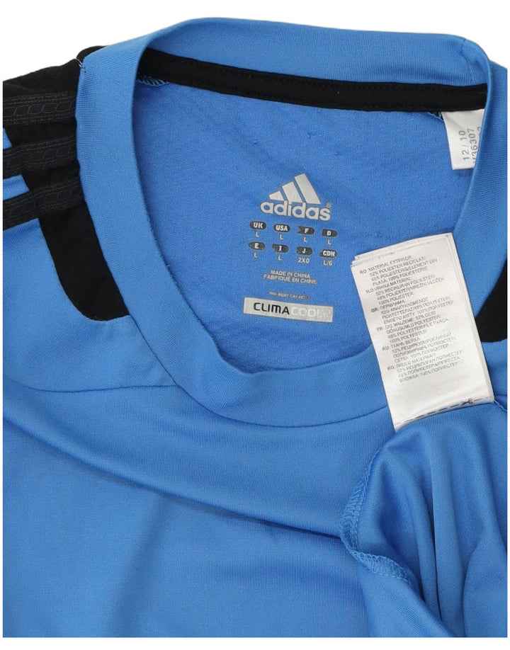 Adidas Męska koszulka Climacool Top, duża, niebieska, poliestrowa z blokami kolorów
