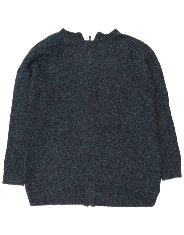 Topshop damski sweter oversize UK 10 mały niebieski nakrapiany akryl