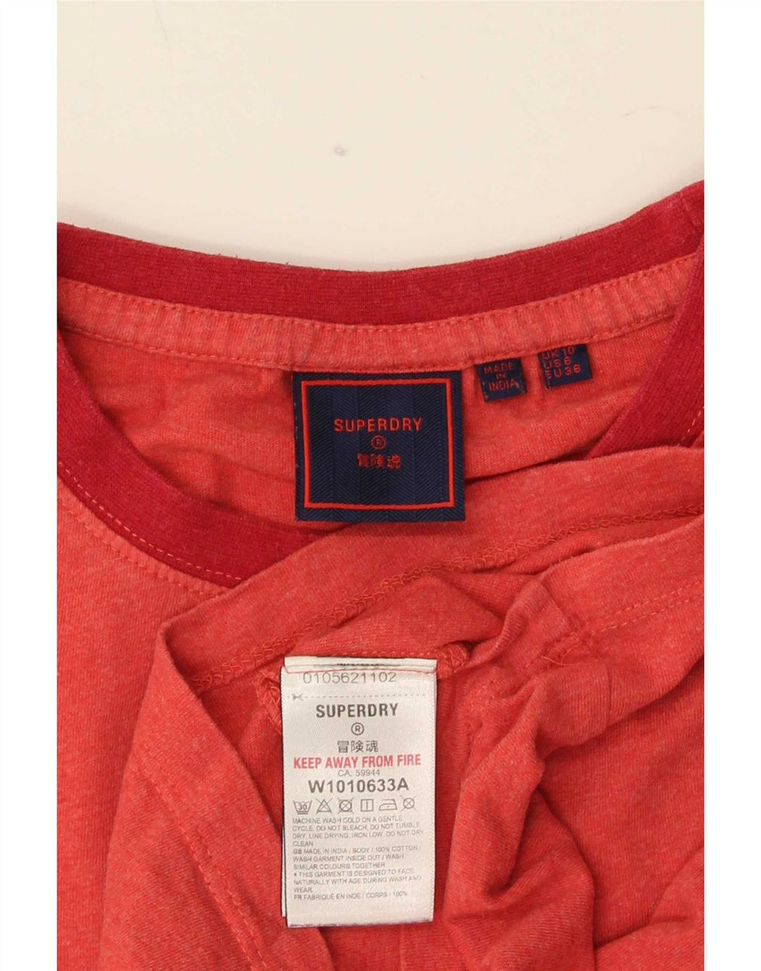 T-shirt damski Superdry Top UK 10, mały, czerwony, bawełniany