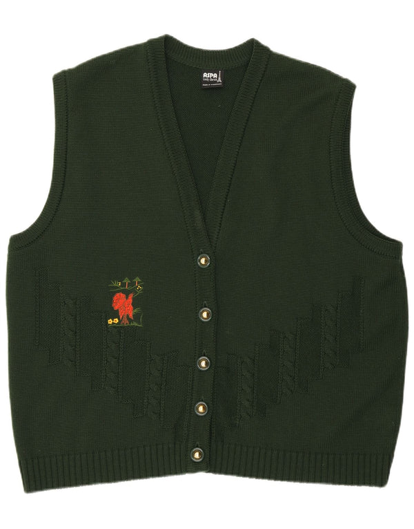 Damski sweterek bez rękawów Aspa z grafiką EU 46 XL Zielony poliakryl