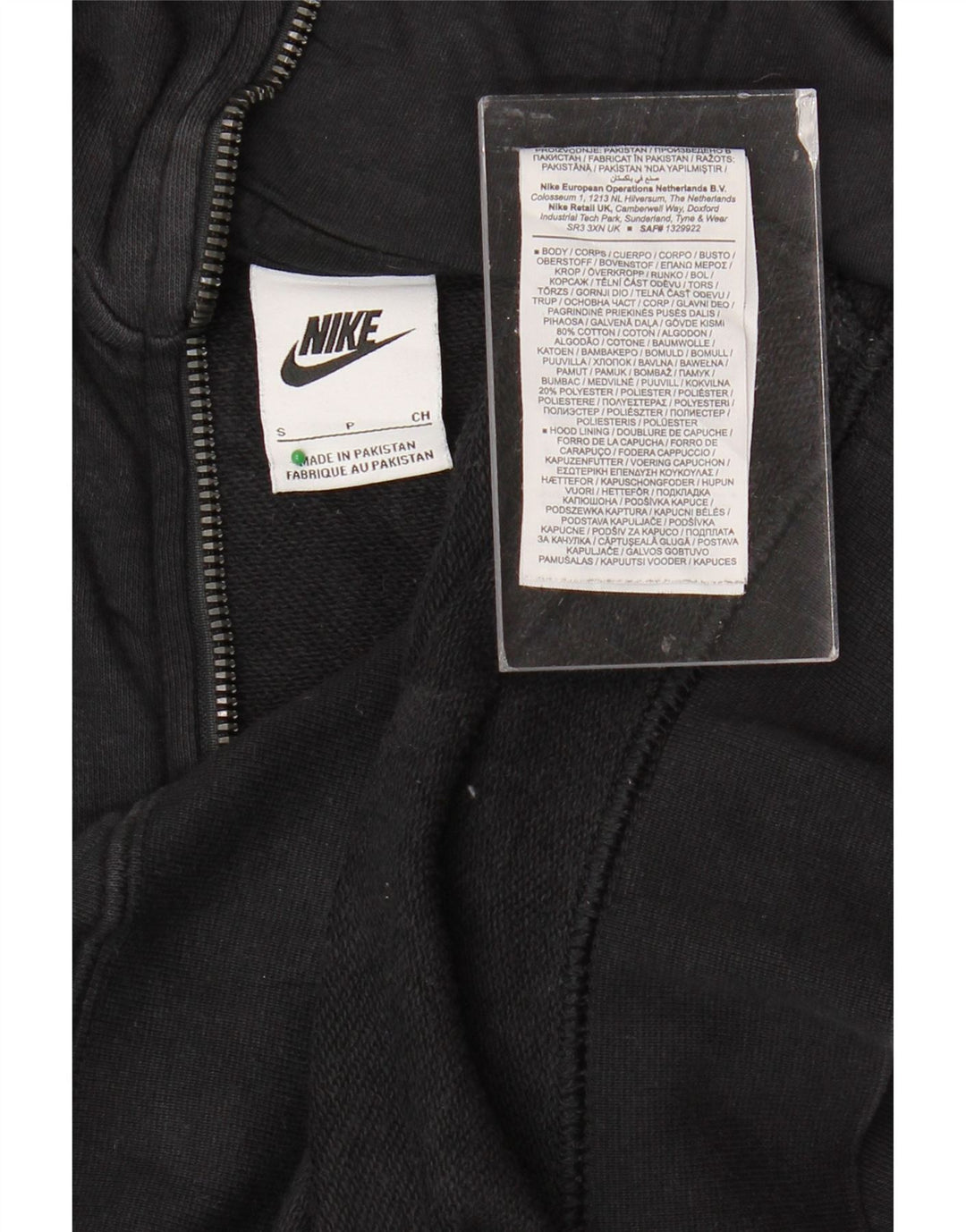 Damski sweter oversize z kapturem i zamkiem NIKE UK 10, mały, czarny, bawełniany
