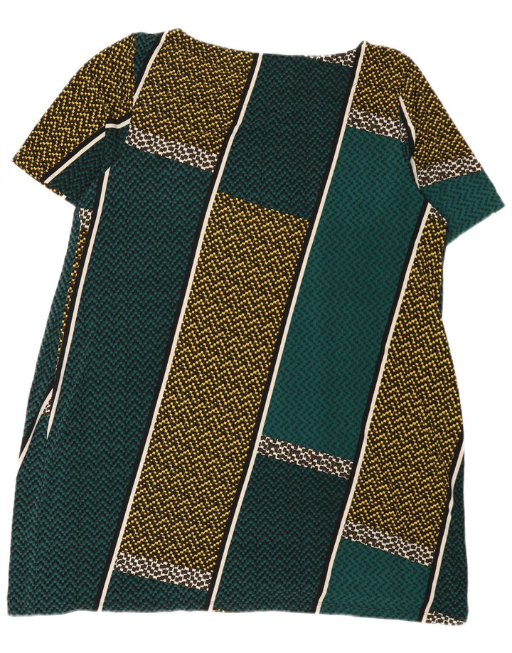 Marks & Spencer Damska sukienka typu shift UK 22 3XL Zielony poliester z blokami kolorów