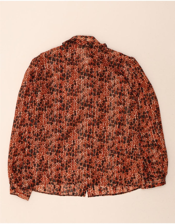 VINTAGE Womens Abstract Pattern Shirt Blouse UK 14 Large Brown Vintage Vintage and Second-Hand Vintage from Messina Hembry 