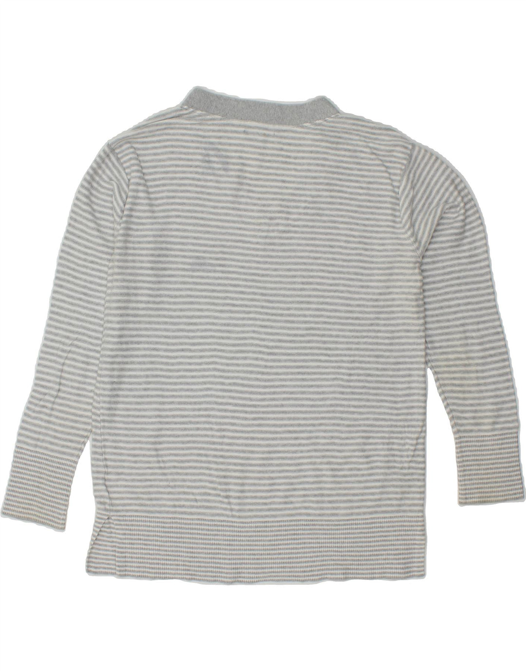 TOMMY HILFIGER Womens V-Neck Jumper Sweater UK 14 Medium Grey Striped Vintage Tommy Hilfiger and Second-Hand Tommy Hilfiger from Messina Hembry 