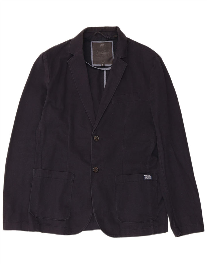 Męska marynarka Superdry zapinana na 2 guziki UK 40, duża, granatowa, bawełniana