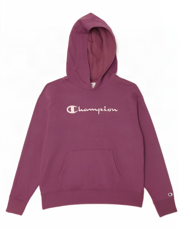 Damski sweter z kapturem Champion Graphic Oversize UK 14, średni fiolet, bawełna
