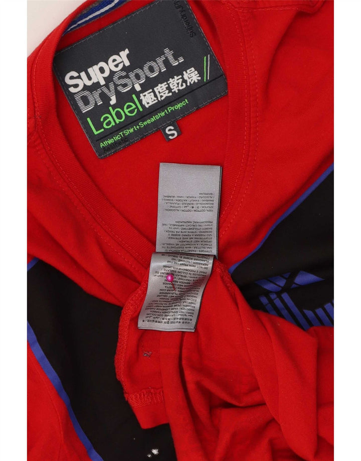 Męski T-shirt z grafiką Superdry, mały, czerwony, bawełniany