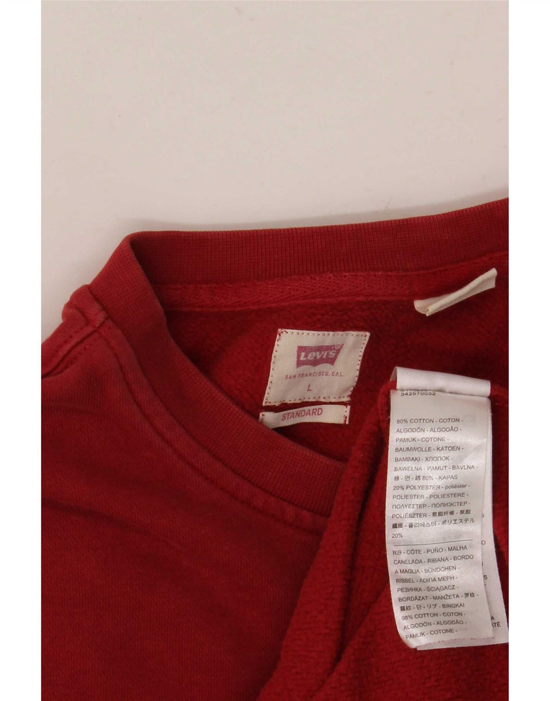 Męski sweter Levi's o standardowym kroju, duży, czerwony, bawełniany
