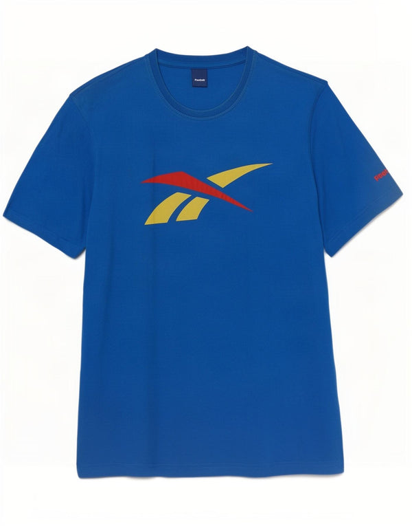 Męska koszulka Reebok z grafiką, XL, niebieska, bawełniana