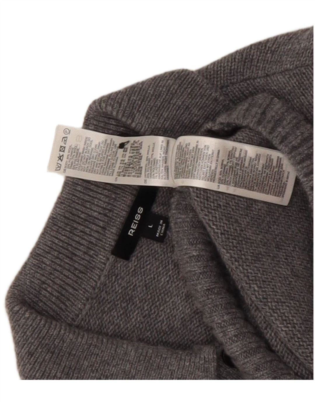 Męski sweter polo Reiss, duży, szary, wełniany w cętki