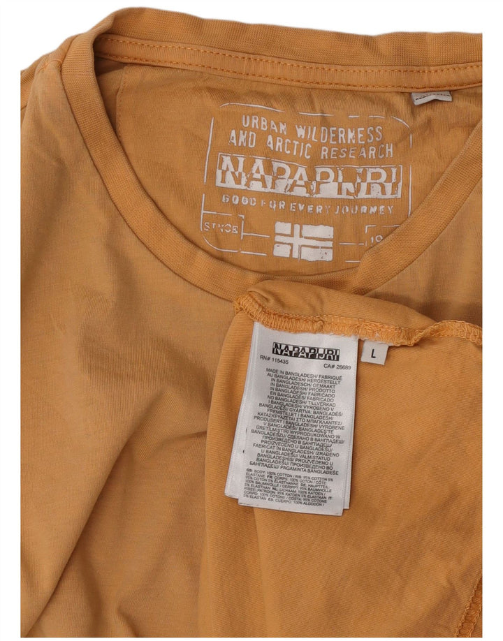 T-shirt męski Napapijri, duży, beżowy, bawełniany