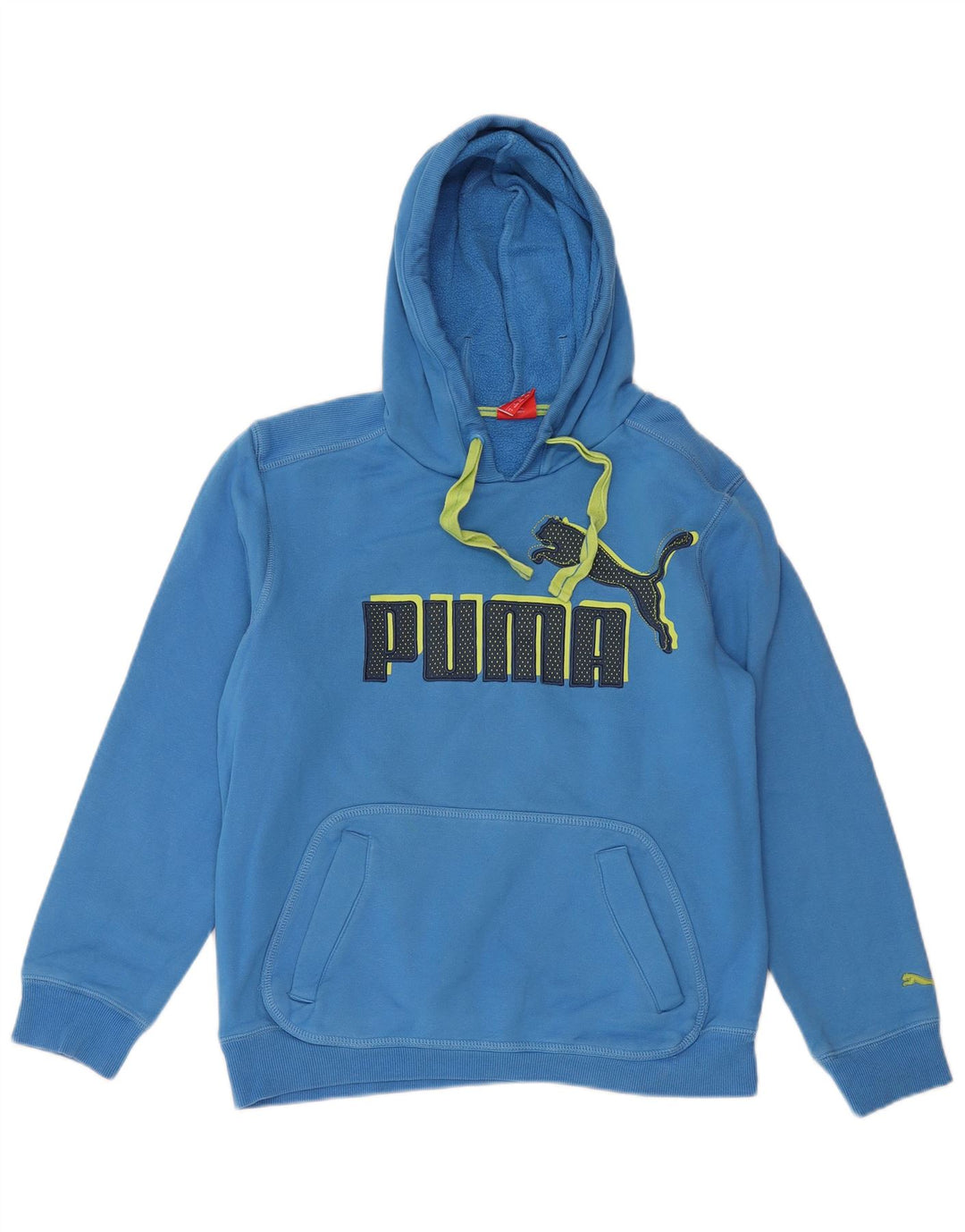 PUMA Mens Graphic Hoodie Jumper Small Blue Cotton