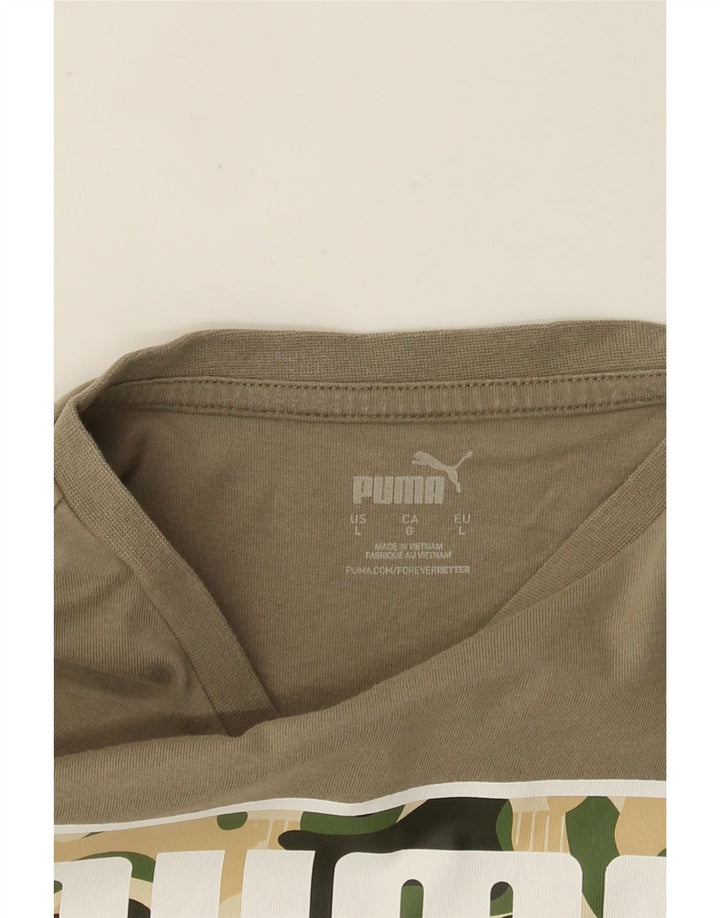 Męski T-shirt z grafiką PUMA, duży, khaki