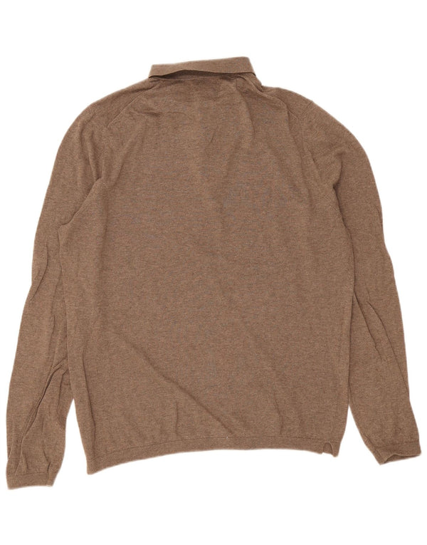 Massimo Dutti Mens Polo Neck Jumper Sweater Large Brown Cotton