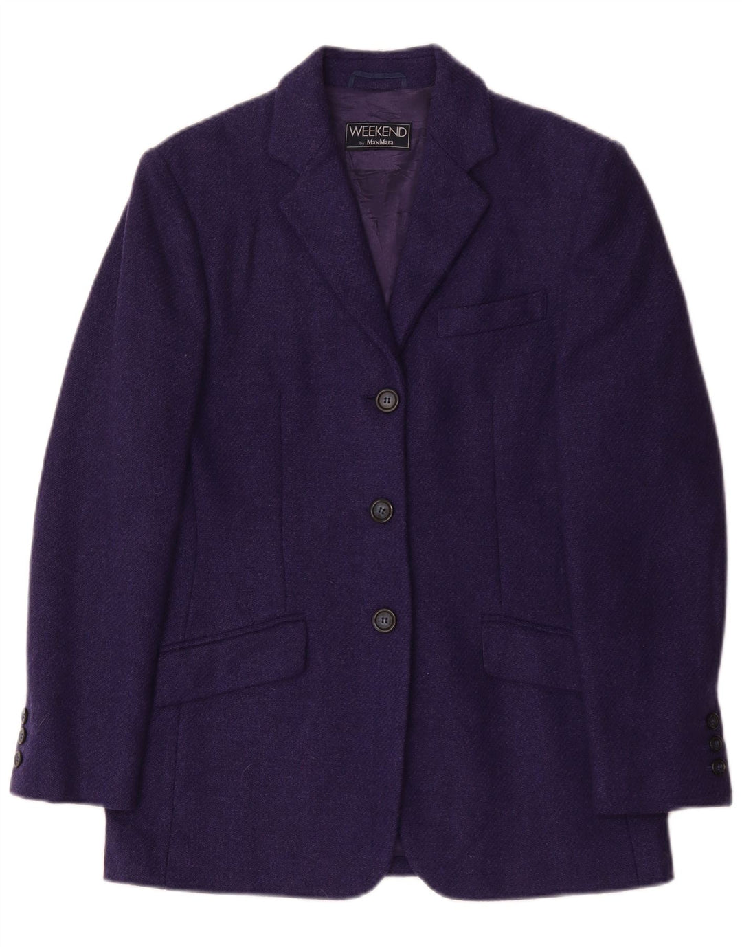 Max Mara Damska marynarka weekendowa zapinana na 3 guziki, oversize UK 10, mała fioletowa