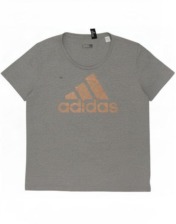 Damska koszulka z grafiką Adidas Top UK 16, duża, szara bawełna